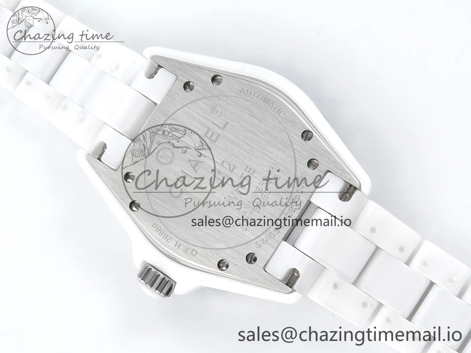 Neat J13 38mm White Ceramic HTF 1:1 Best Edition White Dial Numbers Makers on Bracelet A 6447