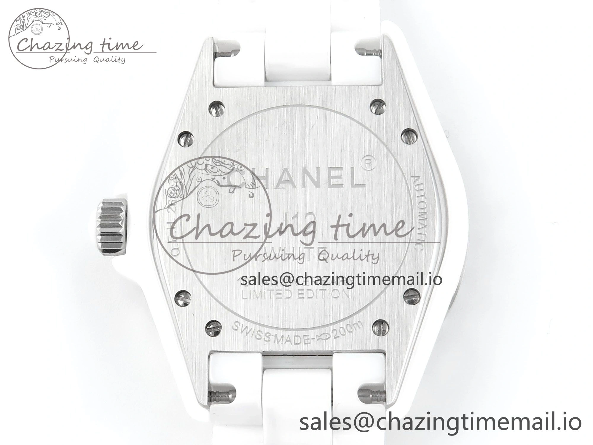 Neat J13 38mm White Ceramic HTF 1:1 Best Edition White Dial Numbers Makers on Bracelet A 6447