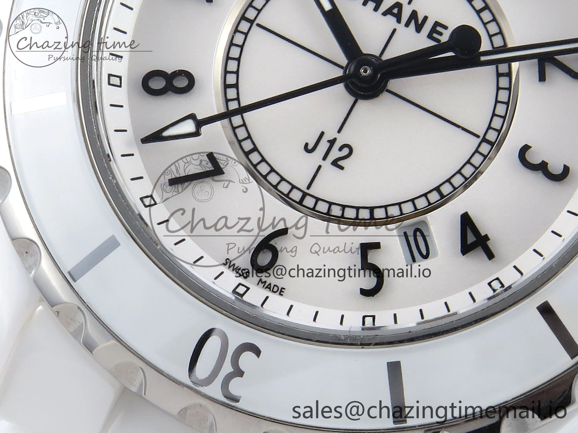 J13 38mm White Ceramic HTF 1:1 Best Edition White Dial on Bracelet Swiss Quartz Timeless 6424
