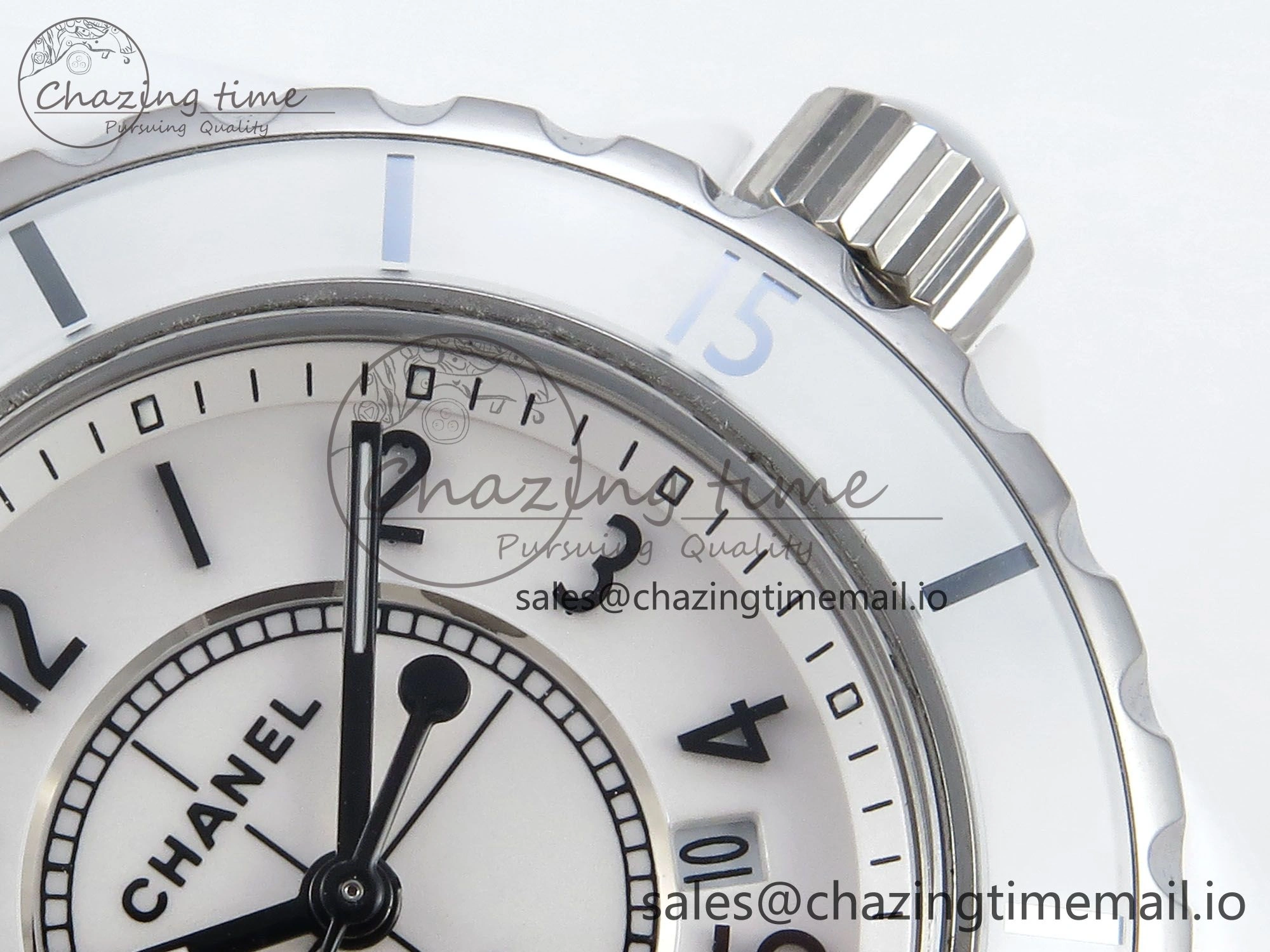 J13 38mm White Ceramic HTF 1:1 Best Edition White Dial on Bracelet Swiss Quartz Timeless 6424