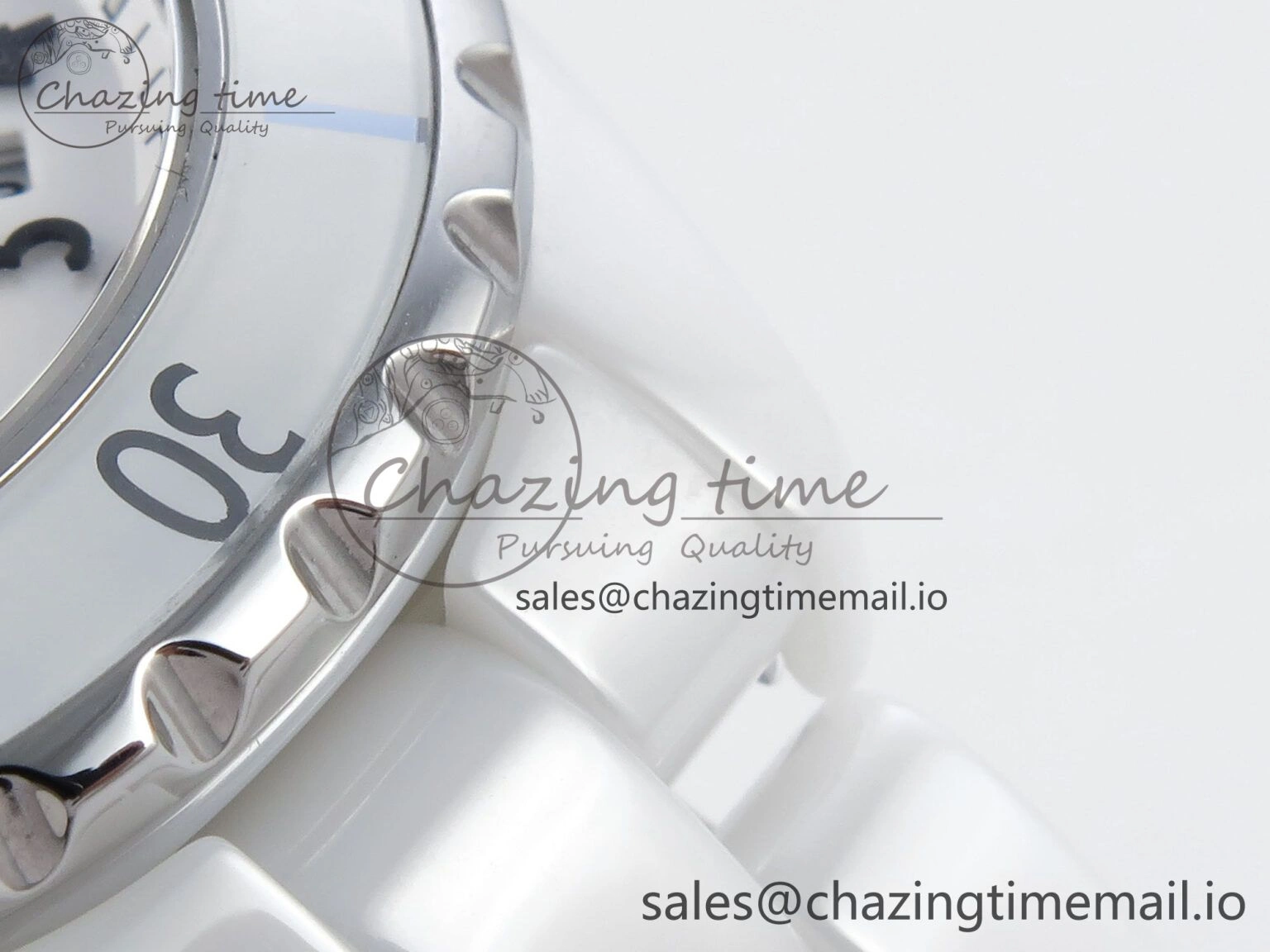 J13 38mm White Ceramic HTF 1:1 Best Edition White Dial on Bracelet Swiss Quartz Timeless 6424