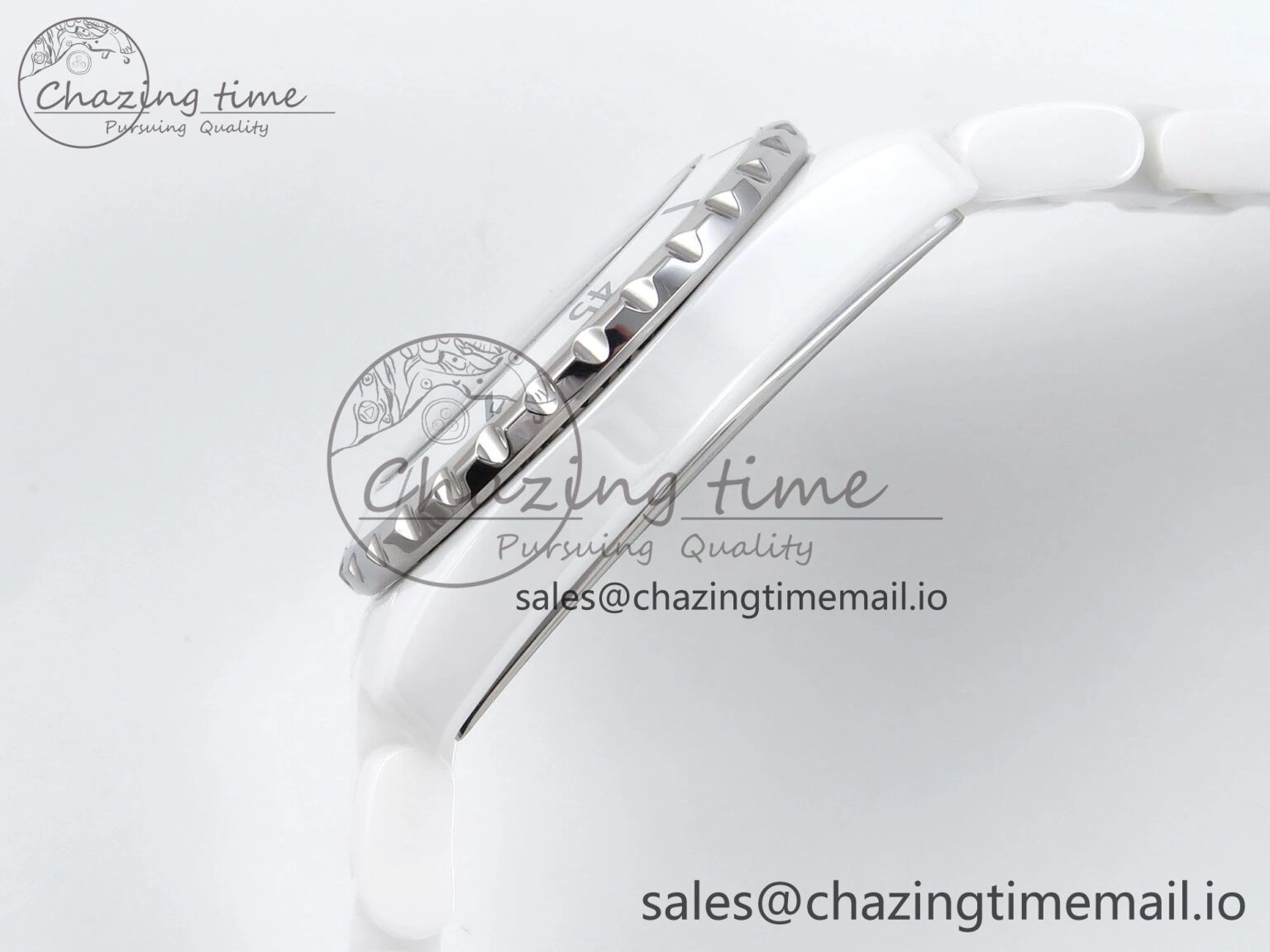 J13 38mm White Ceramic HTF 1:1 Best Edition White Dial on Bracelet Swiss Quartz Timeless 6424