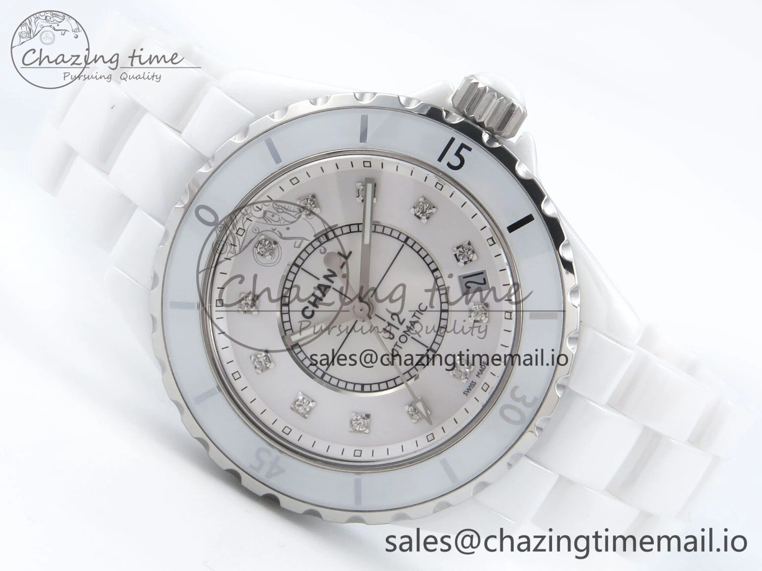 J13 38mm White Ceramic HTF 1:1 Best Edition White Diamonds Dial on Bracelet A Versatile 6452