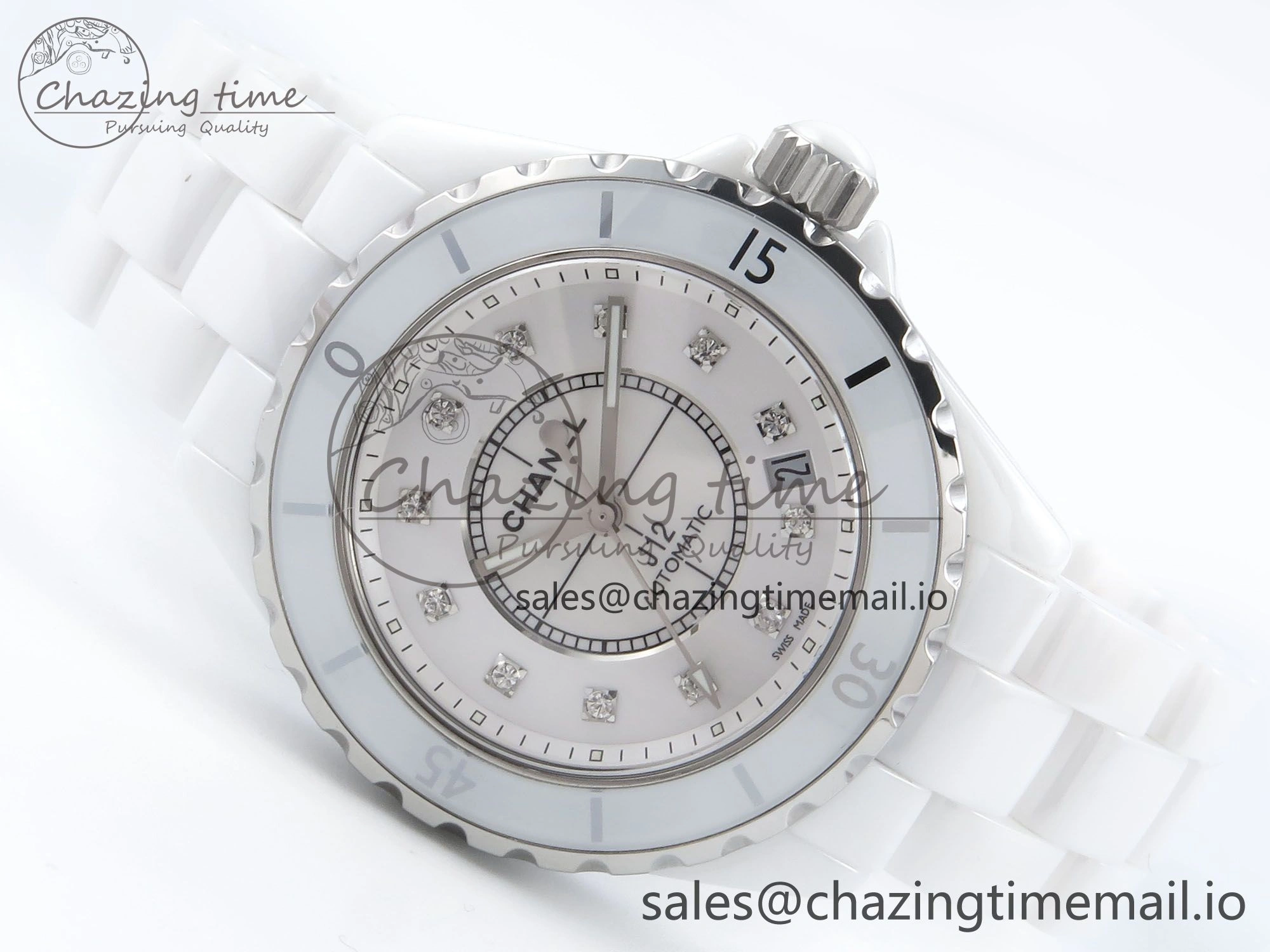 J13 38mm White Ceramic HTF 1:1 Best Edition White Diamonds Dial on Bracelet A Versatile 6452