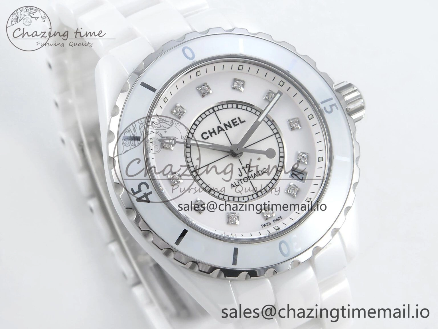 J13 38mm White Ceramic HTF 1:1 Best Edition White Diamonds Dial on Bracelet A Versatile 6452