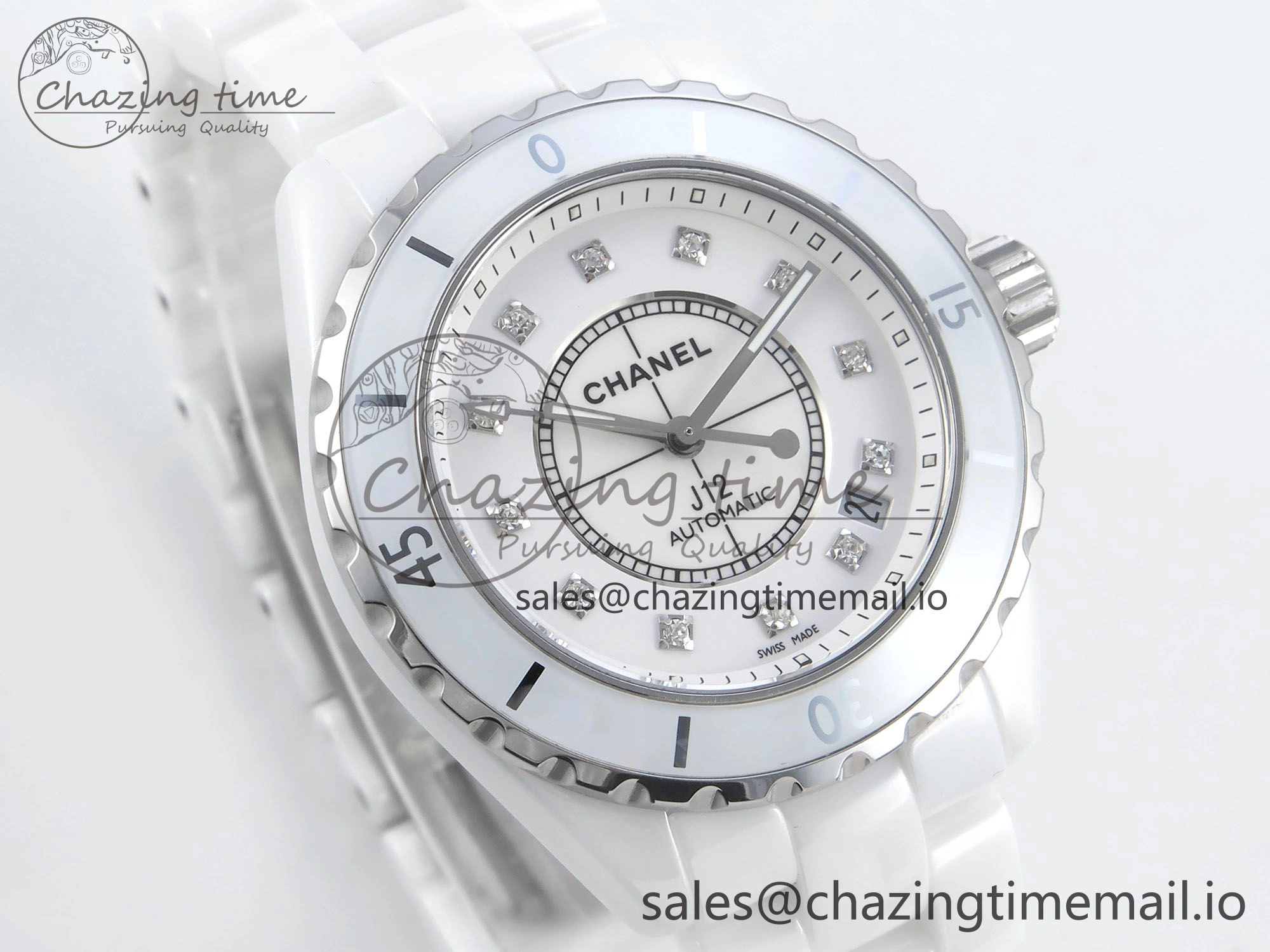 J13 38mm White Ceramic HTF 1:1 Best Edition White Diamonds Dial on Bracelet A Versatile 6452