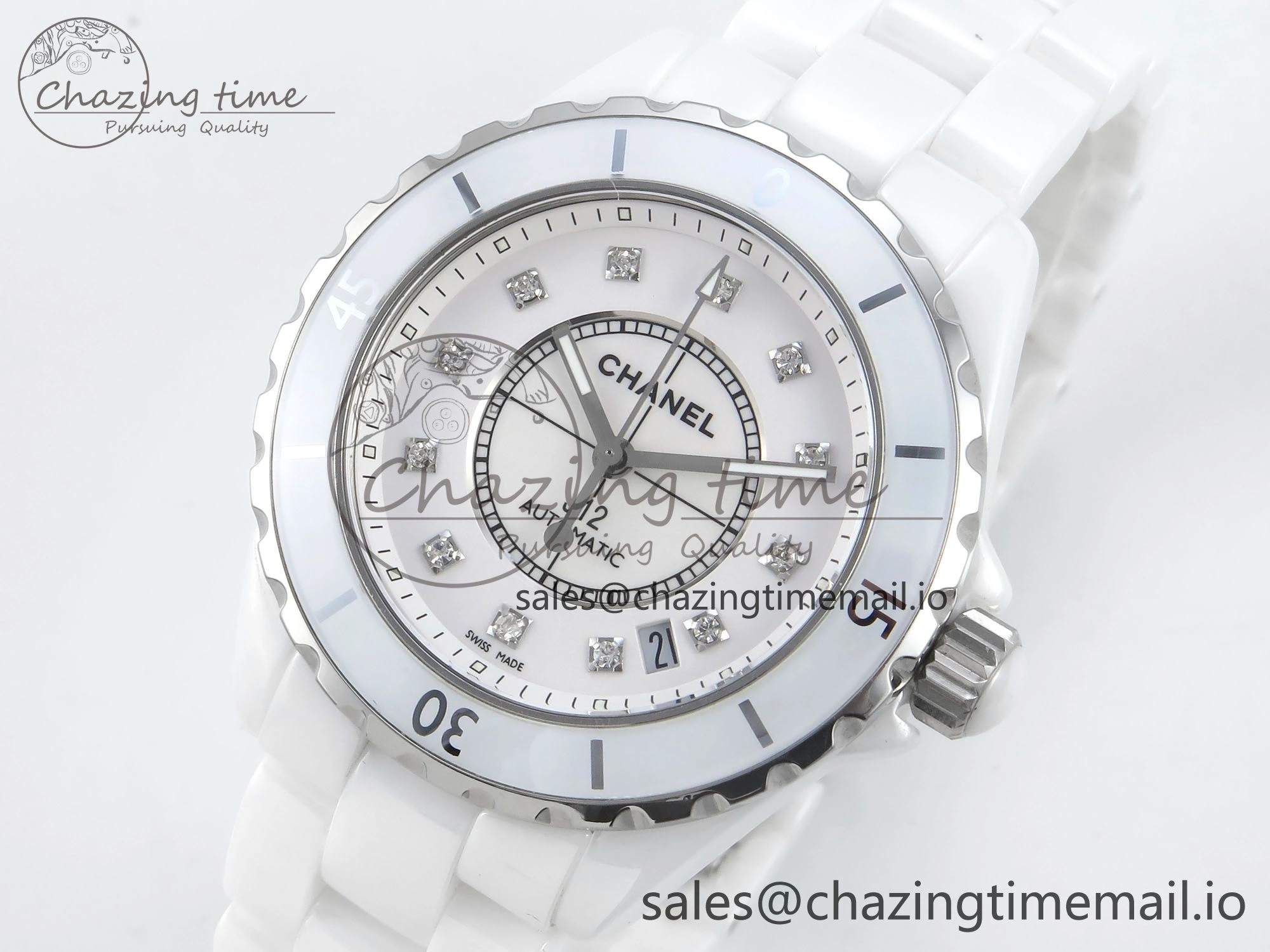 J13 38mm White Ceramic HTF 1:1 Best Edition White Diamonds Dial on Bracelet A Versatile 6452