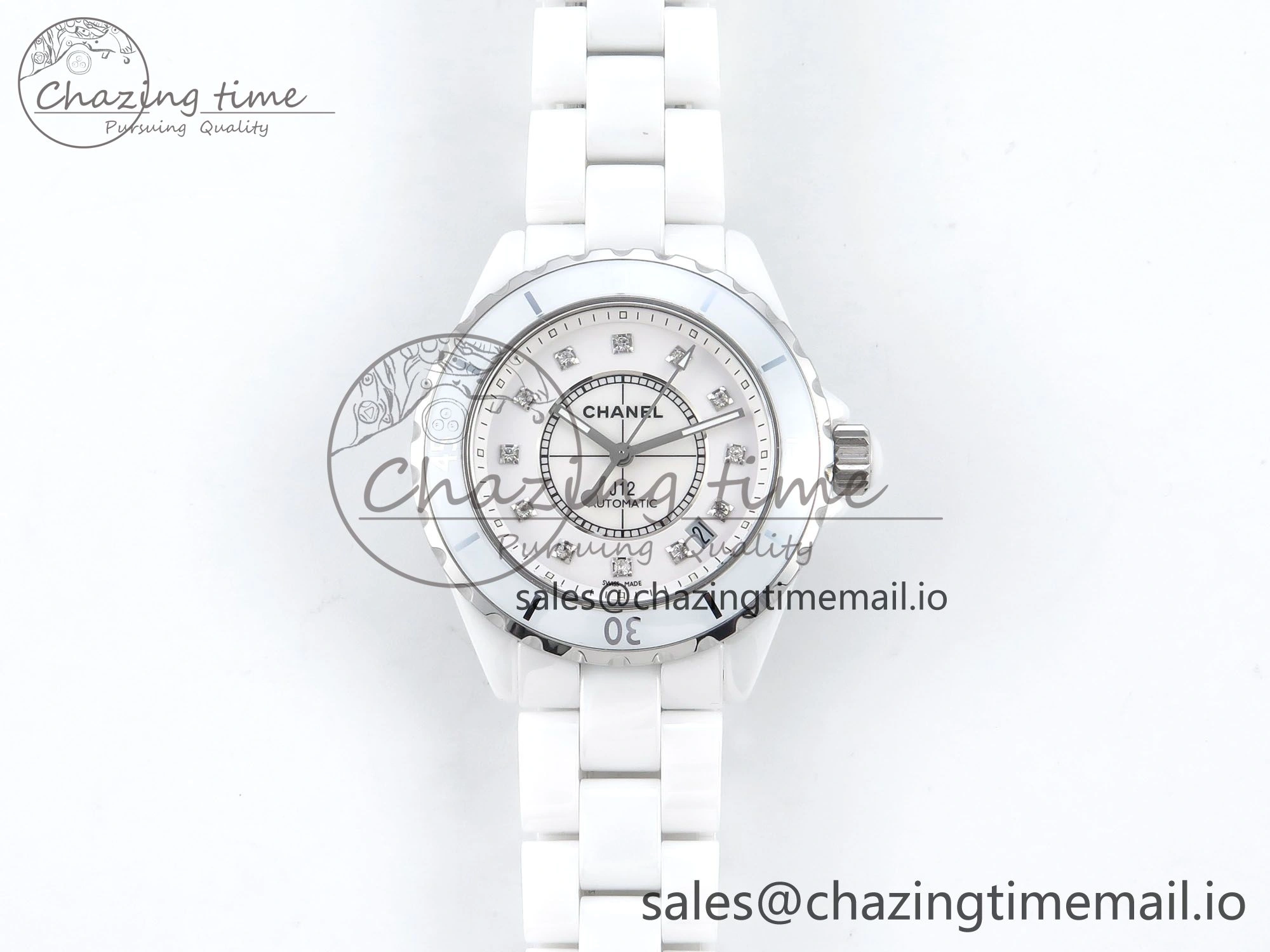 J13 38mm White Ceramic HTF 1:1 Best Edition White Diamonds Dial on Bracelet A Versatile 6452