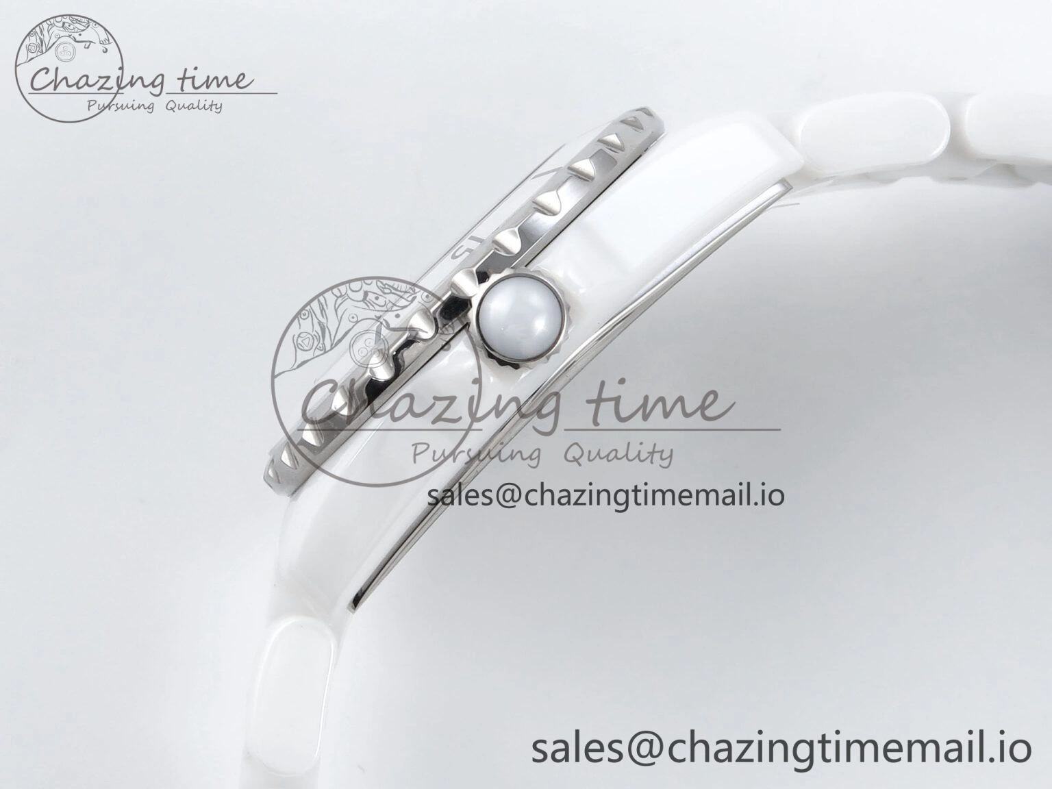 J13 38mm White Ceramic HTF 1:1 Best Edition White MOP Dial on Bracelet Swiss Quartz Supportive 6422