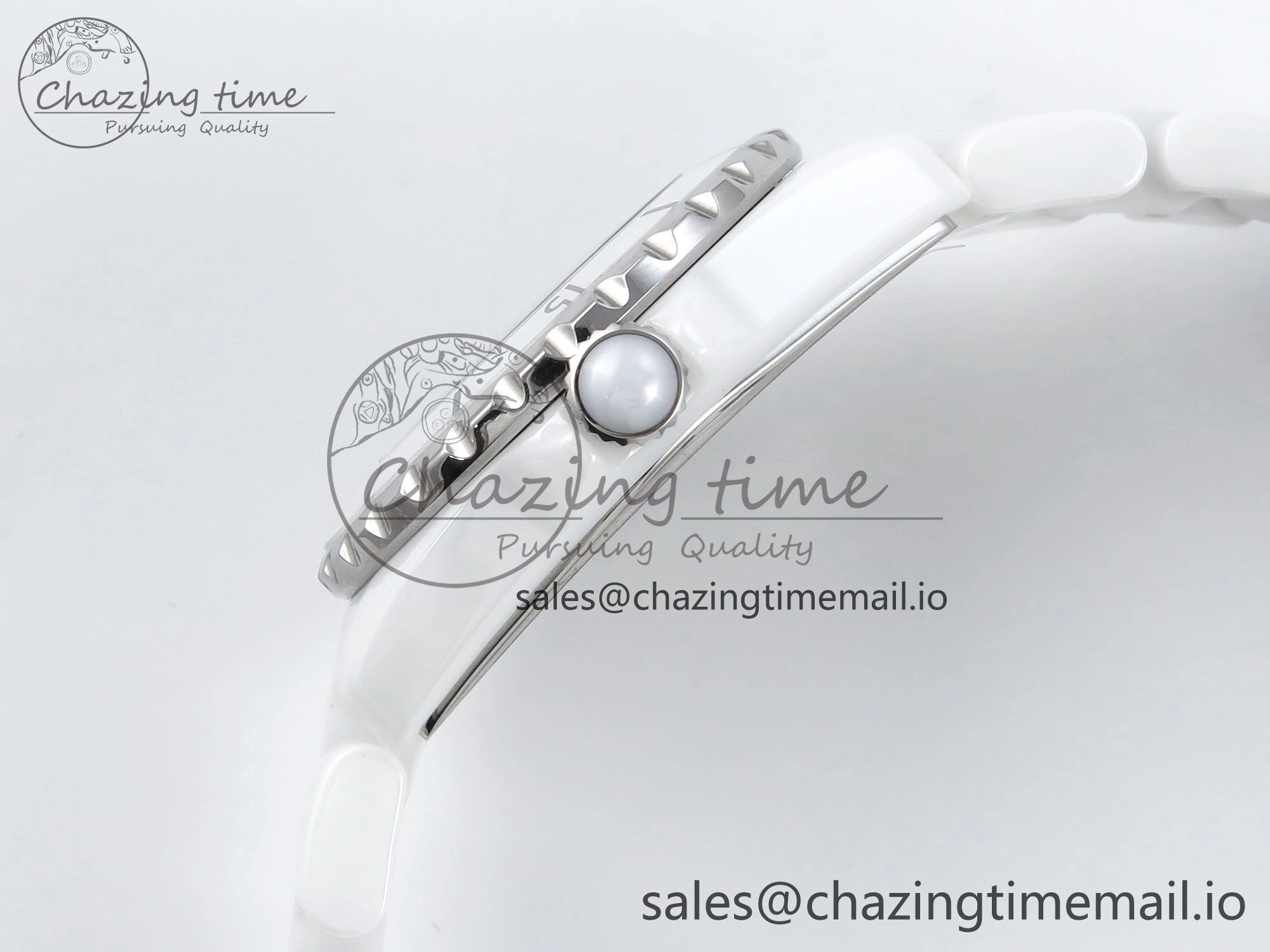 J13 38mm White Ceramic HTF 1:1 Best Edition White MOP Dial on Bracelet Swiss Quartz Supportive 6422