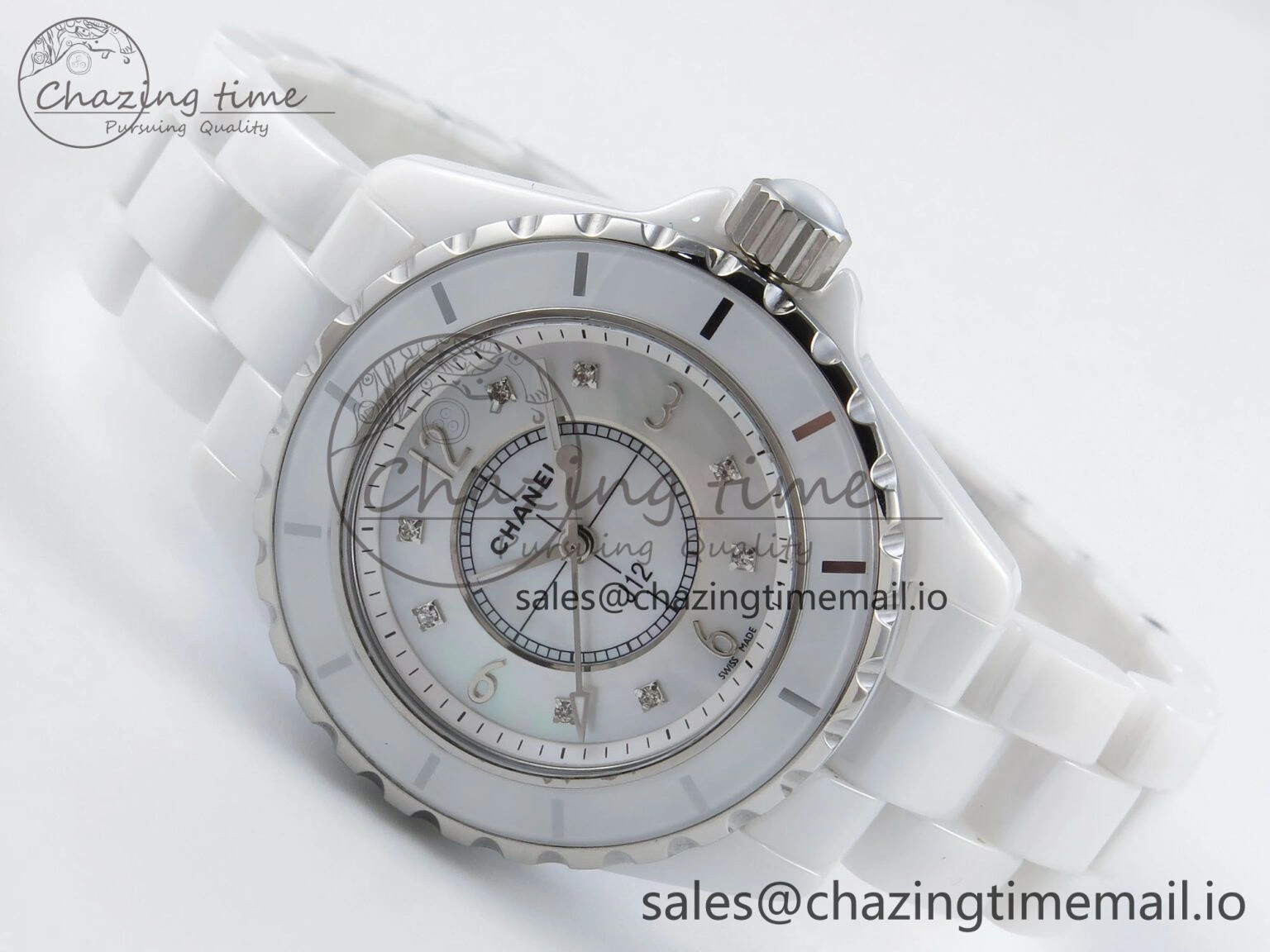 J13 38mm White Ceramic HTF 1:1 Best Edition White MOP Dial on Bracelet Swiss Quartz Supportive 6422