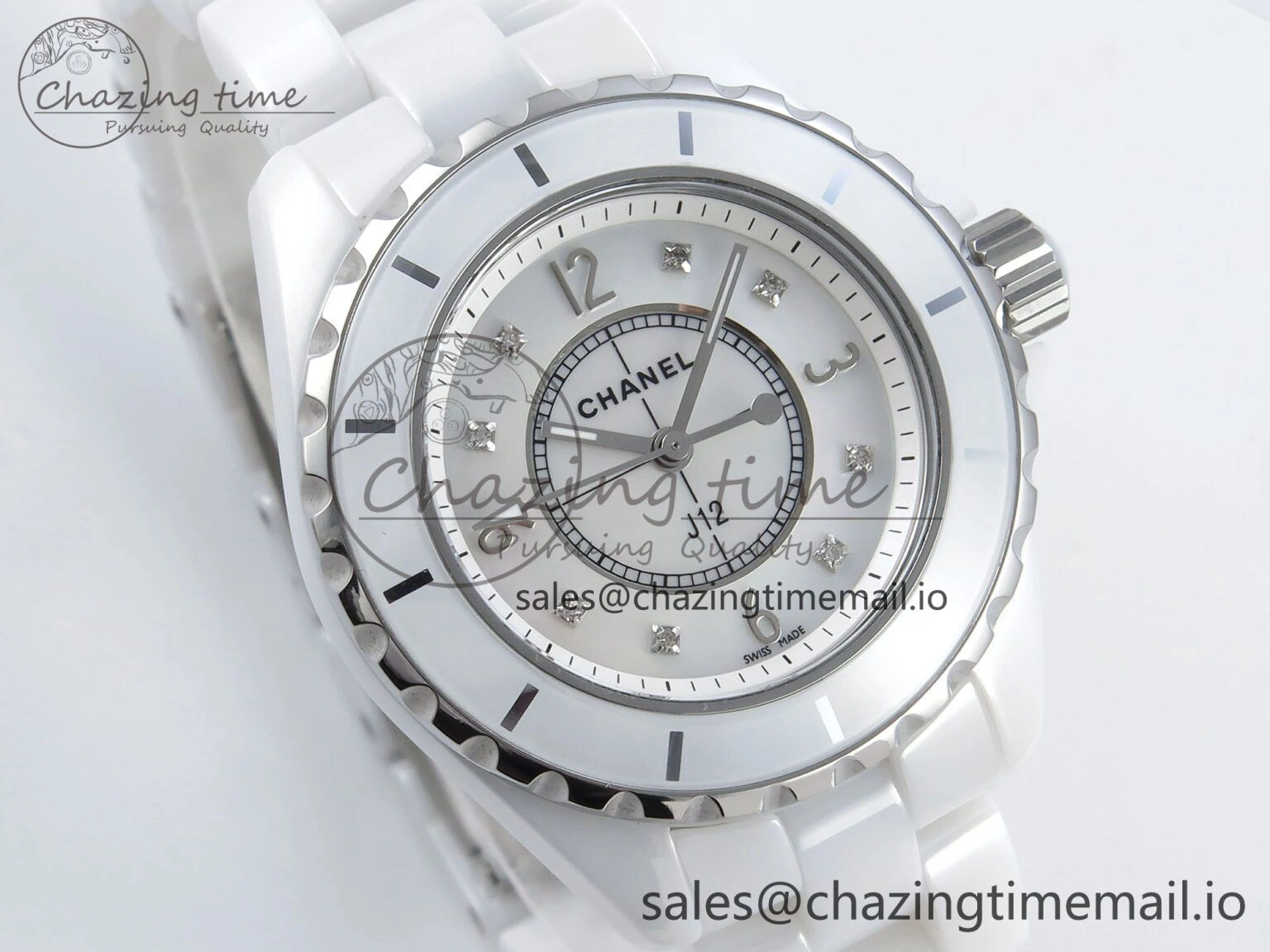 J13 38mm White Ceramic HTF 1:1 Best Edition White MOP Dial on Bracelet Swiss Quartz Supportive 6422