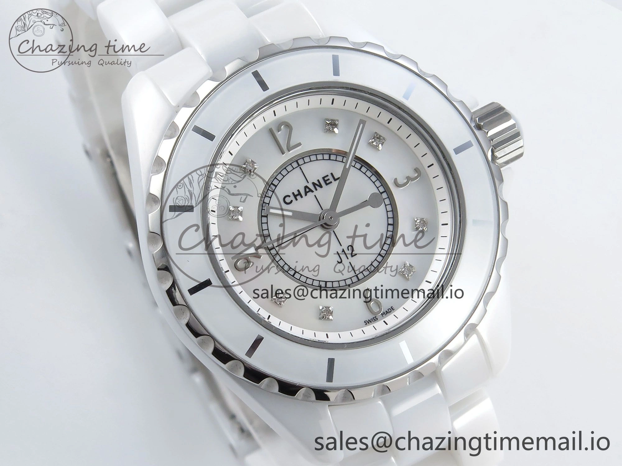 J13 38mm White Ceramic HTF 1:1 Best Edition White MOP Dial on Bracelet Swiss Quartz Supportive 6422