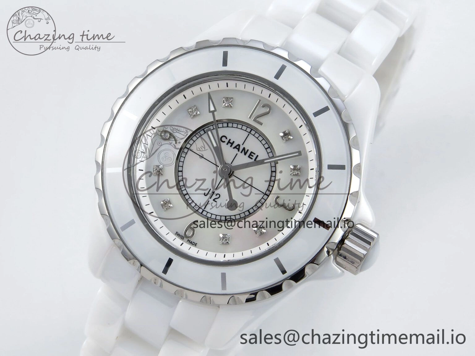 J13 38mm White Ceramic HTF 1:1 Best Edition White MOP Dial on Bracelet Swiss Quartz Supportive 6422