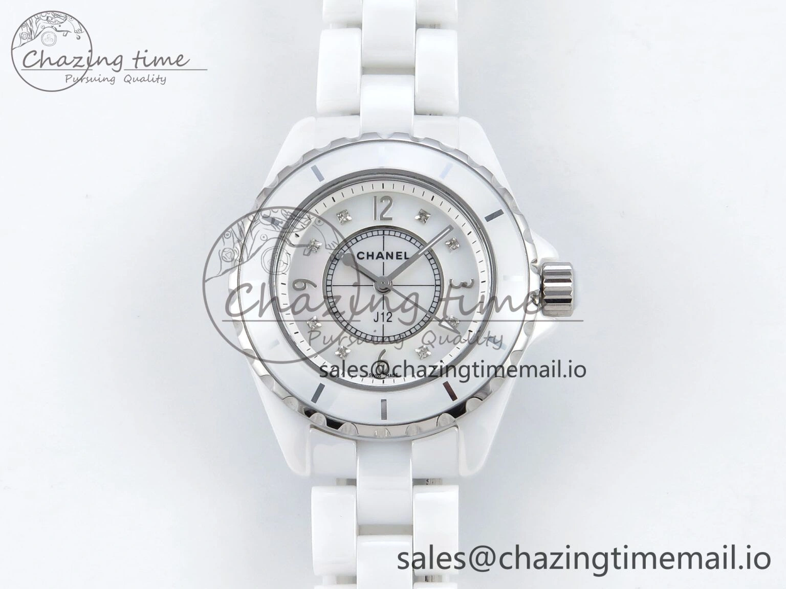 J13 38mm White Ceramic HTF 1:1 Best Edition White MOP Dial on Bracelet Swiss Quartz Supportive 6422