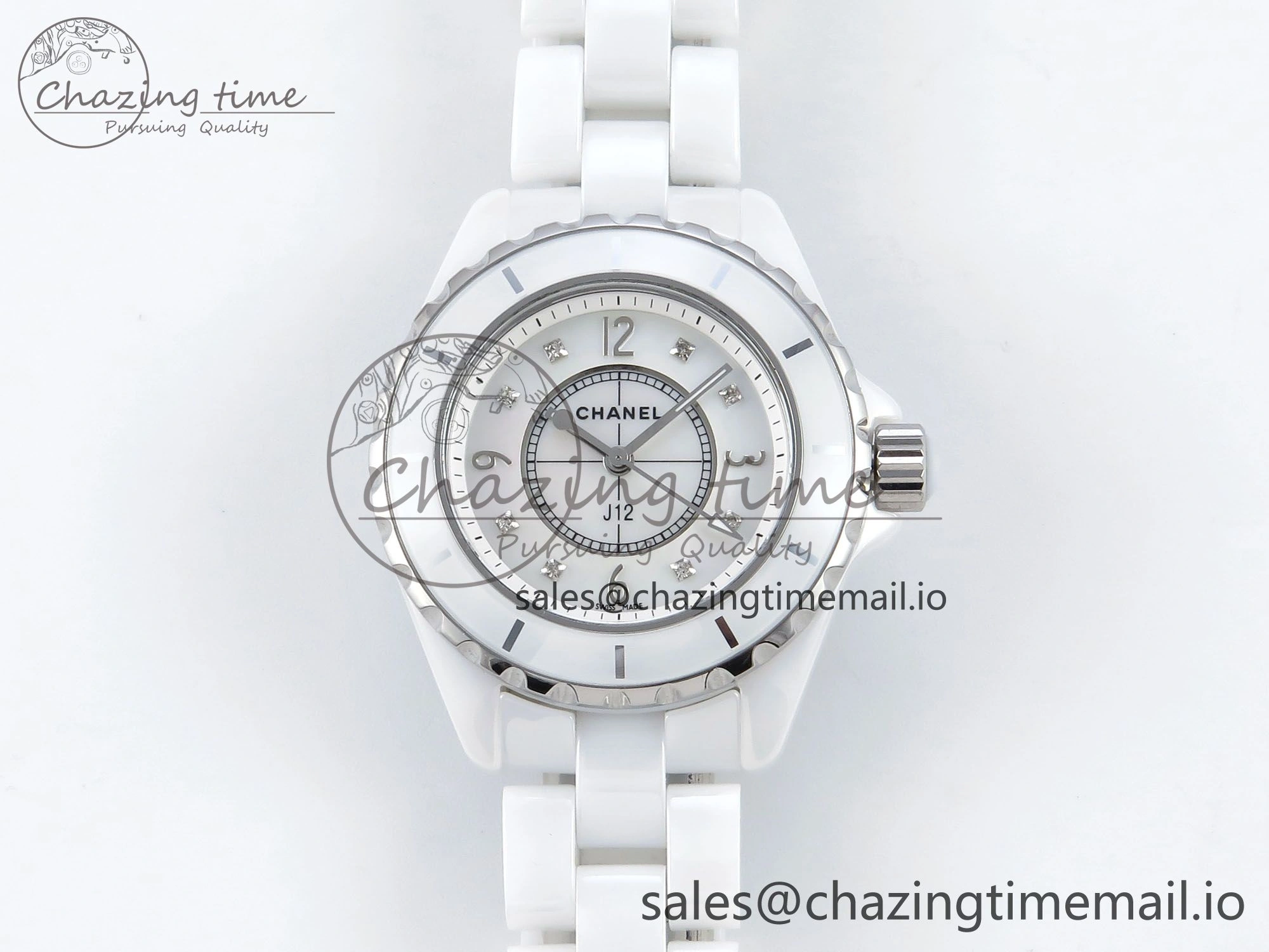 J13 38mm White Ceramic HTF 1:1 Best Edition White MOP Dial on Bracelet Swiss Quartz Supportive 6422
