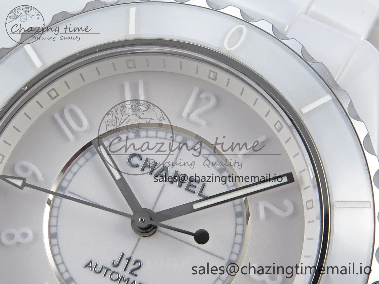 GoAnywhere J13 38mm White Ceramic HTF 1:1 Best Edition White Numbers Dial on Bracelet A12. 6443