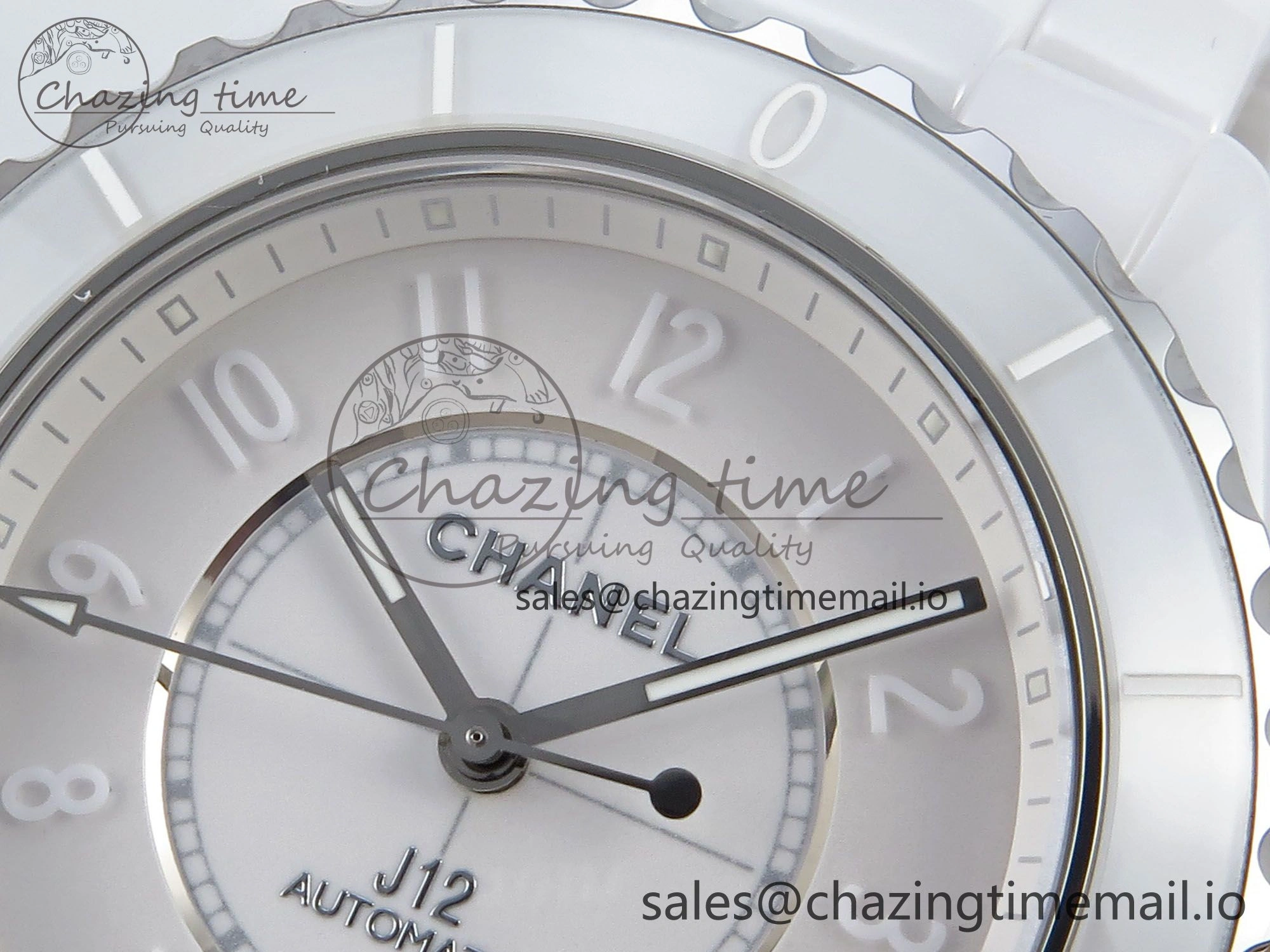 GoAnywhere J13 38mm White Ceramic HTF 1:1 Best Edition White Numbers Dial on Bracelet A12. 6443