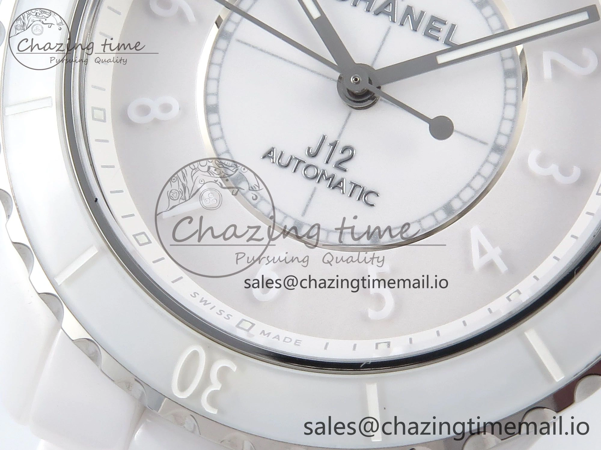 GoAnywhere J13 38mm White Ceramic HTF 1:1 Best Edition White Numbers Dial on Bracelet A12. 6443