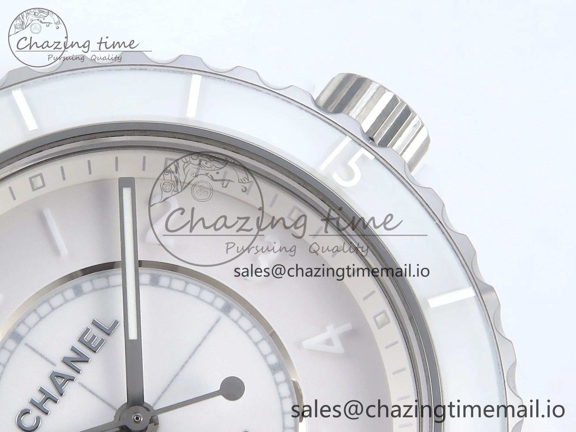 GoAnywhere J13 38mm White Ceramic HTF 1:1 Best Edition White Numbers Dial on Bracelet A12. 6443