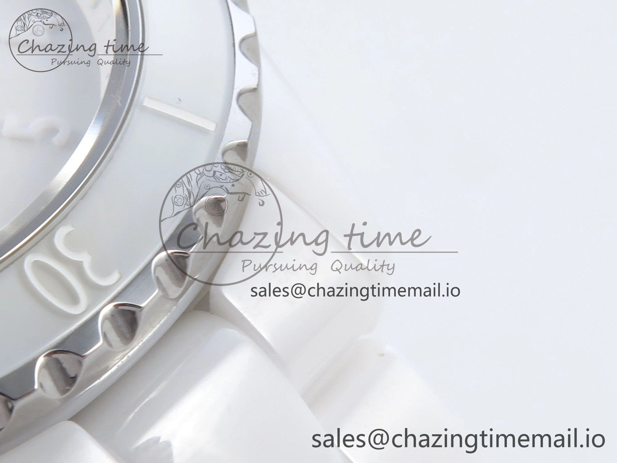 GoAnywhere J13 38mm White Ceramic HTF 1:1 Best Edition White Numbers Dial on Bracelet A12. 6443