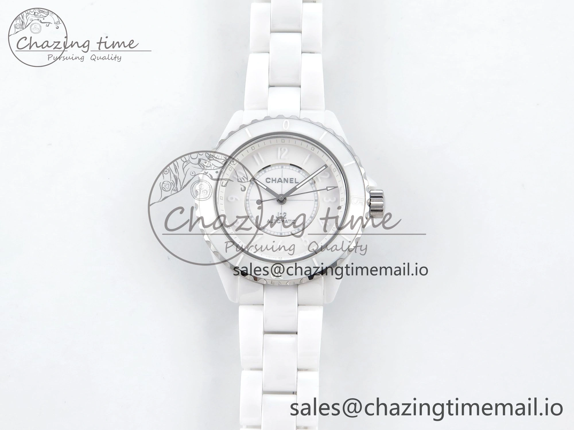GoAnywhere J13 38mm White Ceramic HTF 1:1 Best Edition White Numbers Dial on Bracelet A12. 6443
