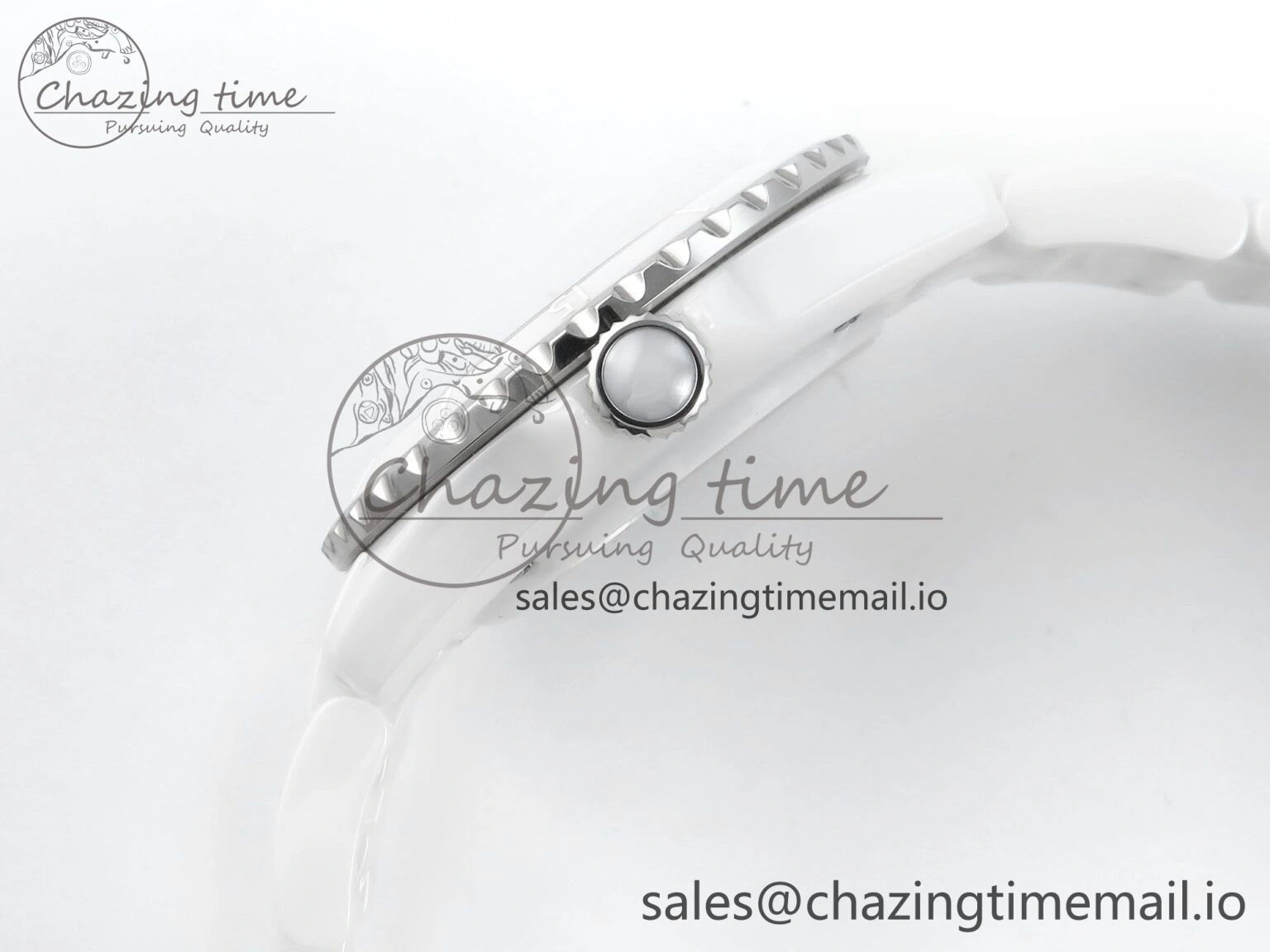 GoAnywhere J13 38mm White Ceramic HTF 1:1 Best Edition White Numbers Dial on Bracelet A12. 6443