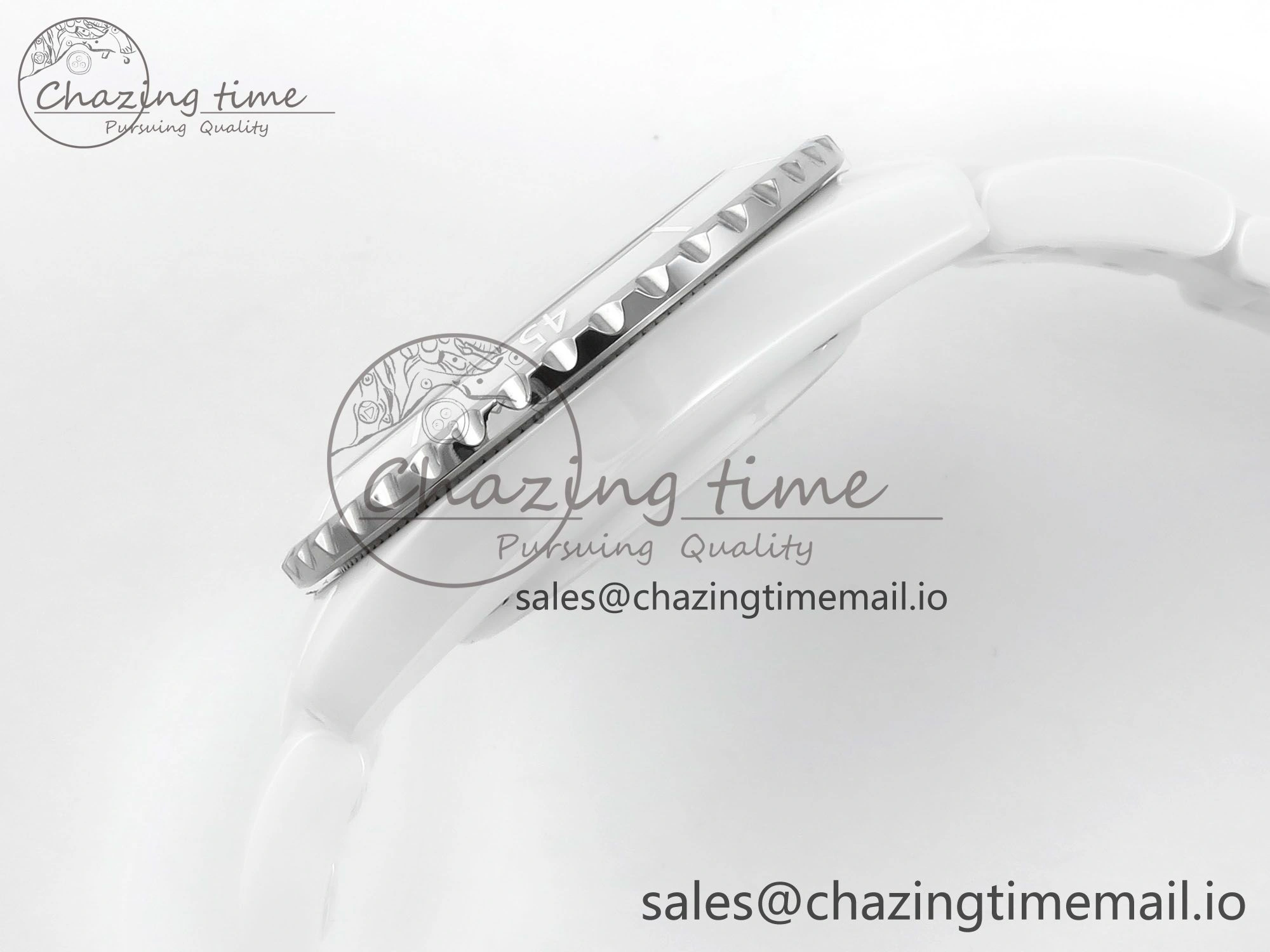 GoAnywhere J13 38mm White Ceramic HTF 1:1 Best Edition White Numbers Dial on Bracelet A12. 6443