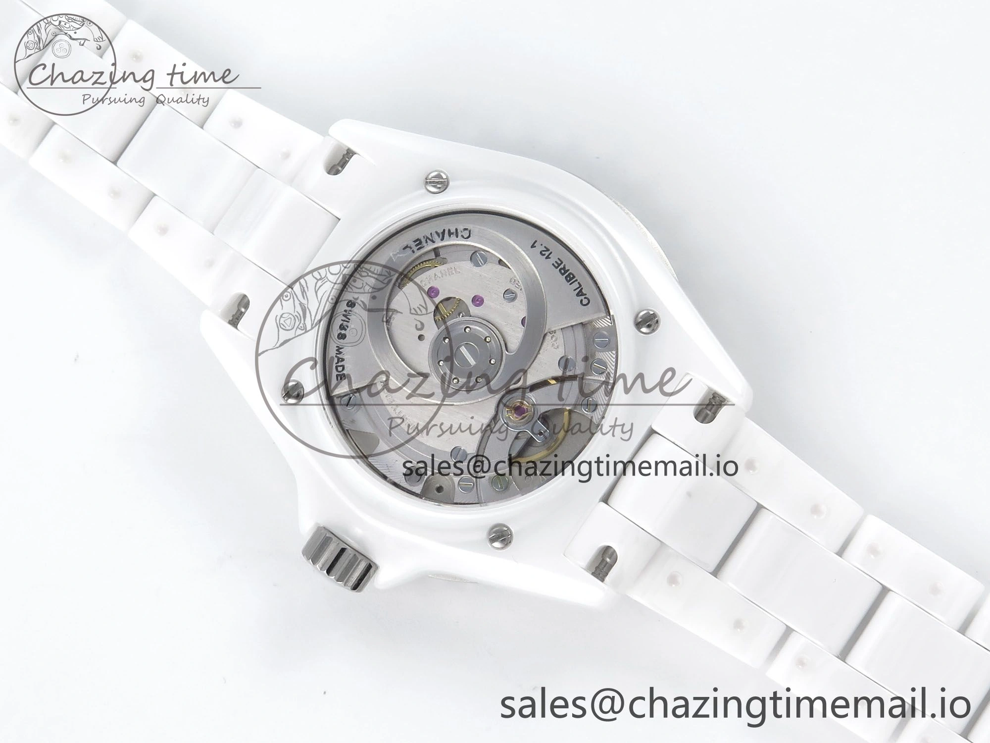 GoAnywhere J13 38mm White Ceramic HTF 1:1 Best Edition White Numbers Dial on Bracelet A12. 6443