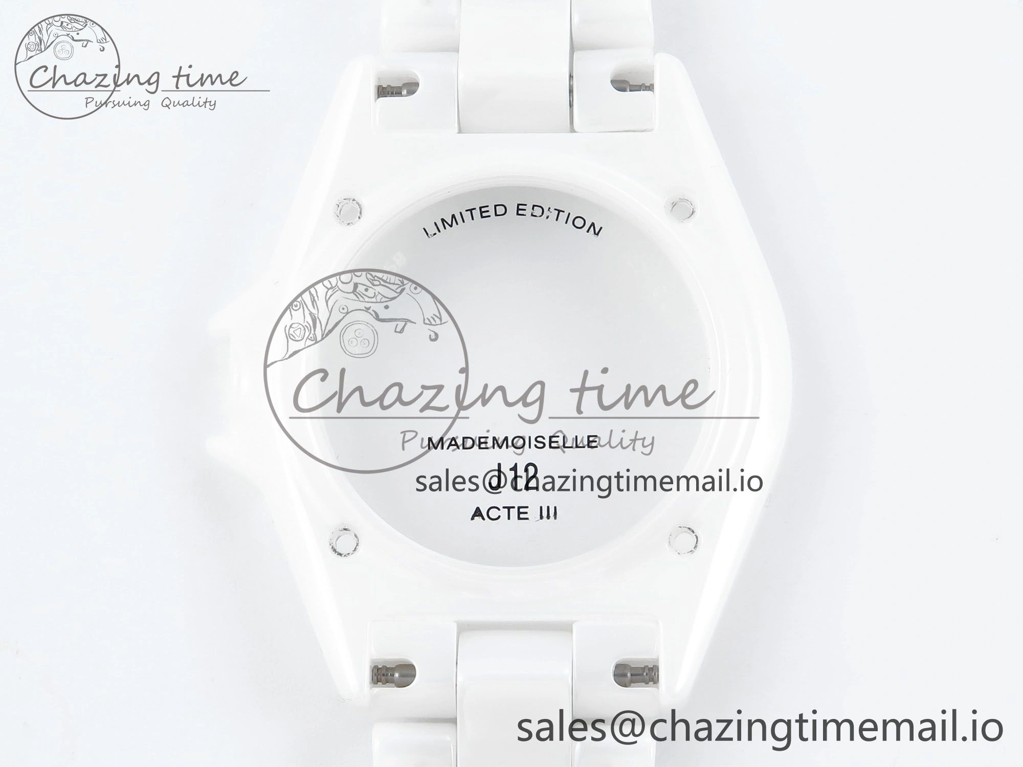GoAnywhere J13 38mm White Ceramic HTF 1:1 Best Edition White Numbers Dial on Bracelet A12. 6443