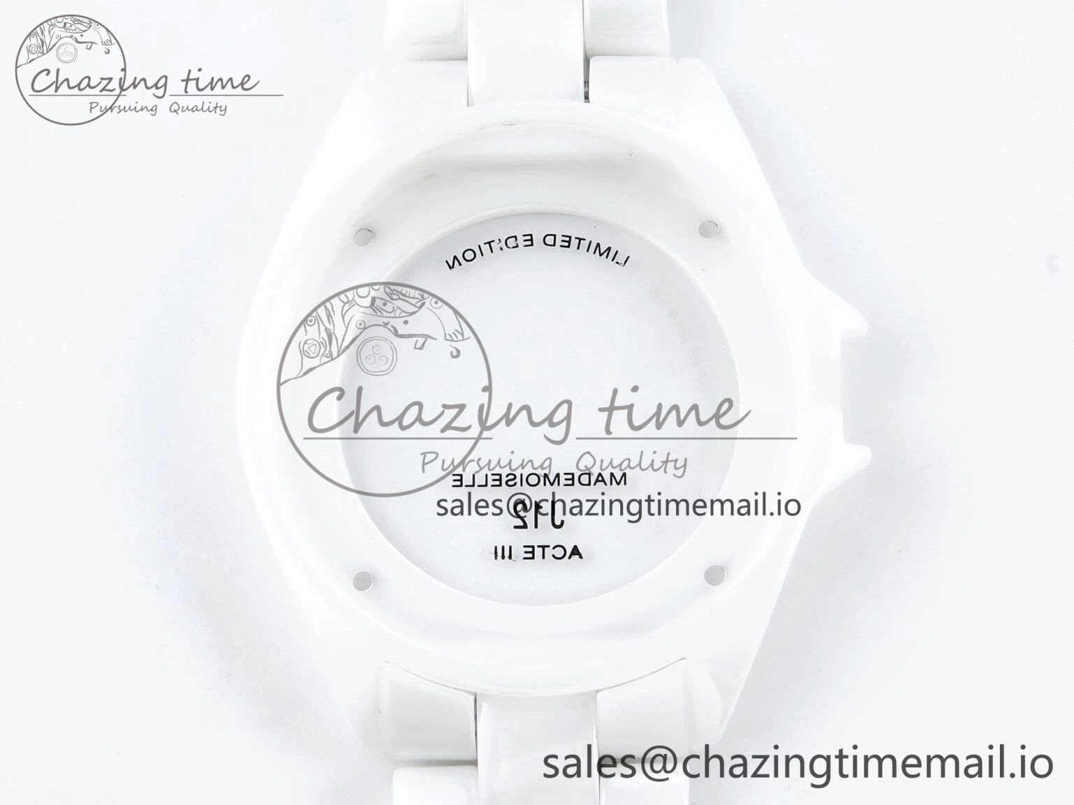 GoAnywhere J13 38mm White Ceramic HTF 1:1 Best Edition White Numbers Dial on Bracelet A12. 6443