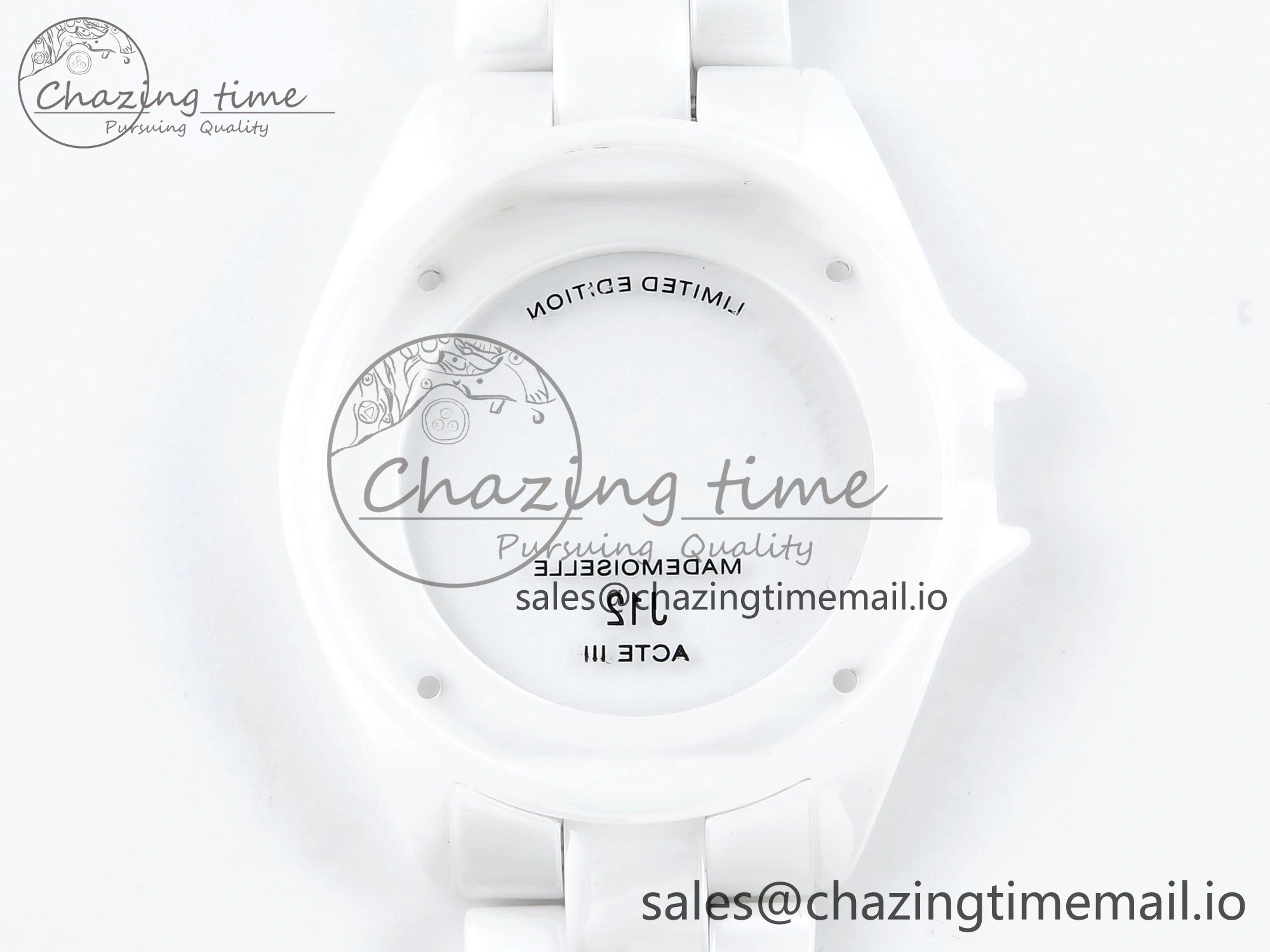 GoAnywhere J13 38mm White Ceramic HTF 1:1 Best Edition White Numbers Dial on Bracelet A12. 6443