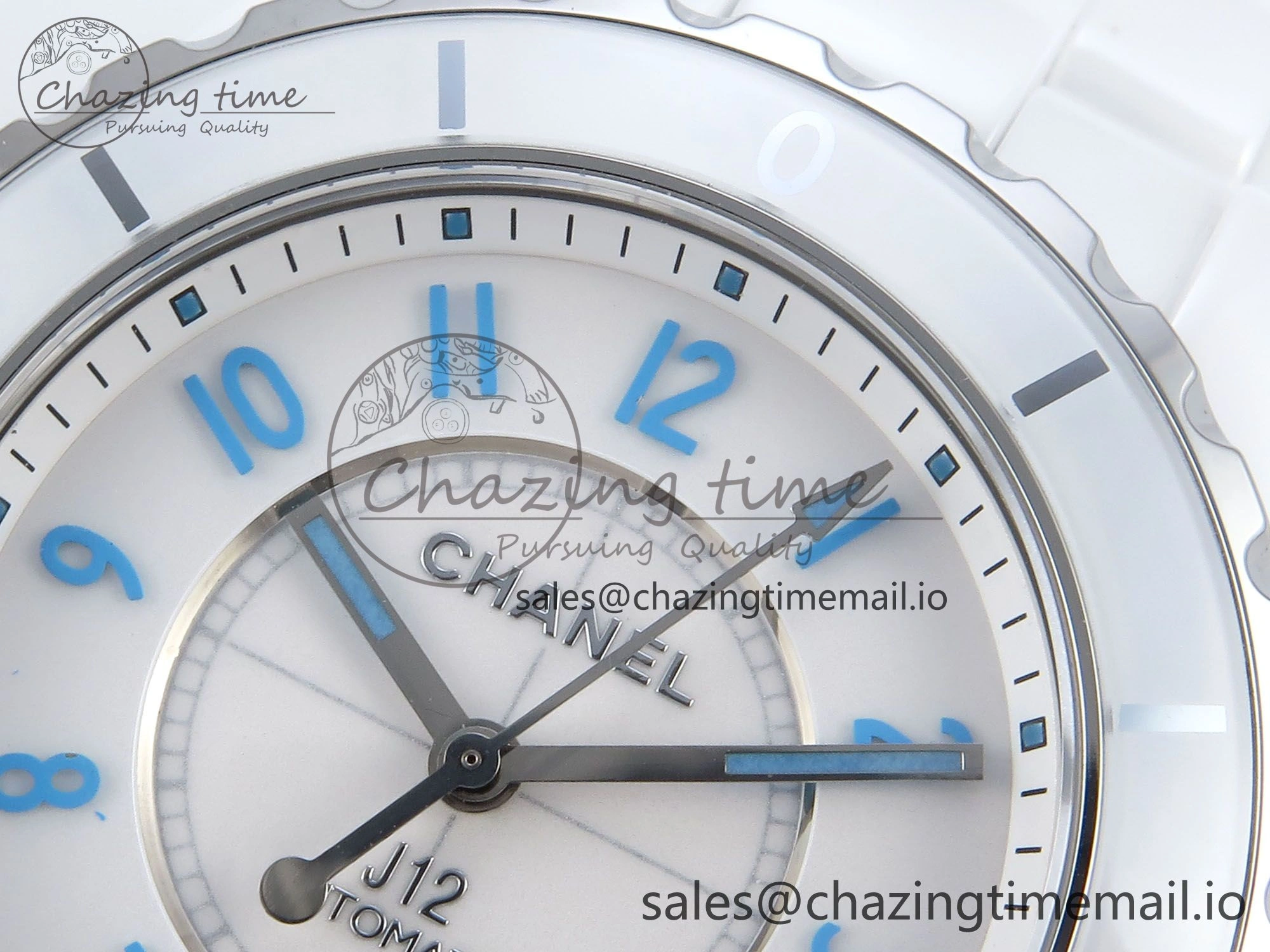 J13 38mm White Ceramic HTF 1:1 Best Edition White Blue Dial on Bracelet A Trendy 6454