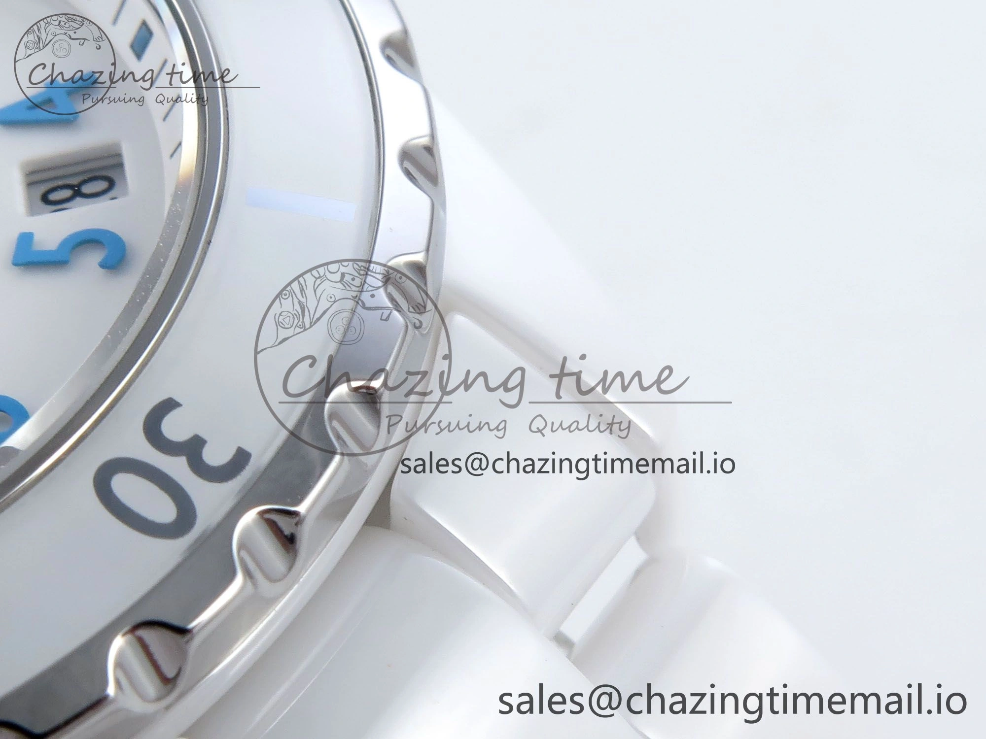 J13 38mm White Ceramic HTF 1:1 Best Edition White Blue Dial on Bracelet A Trendy 6454
