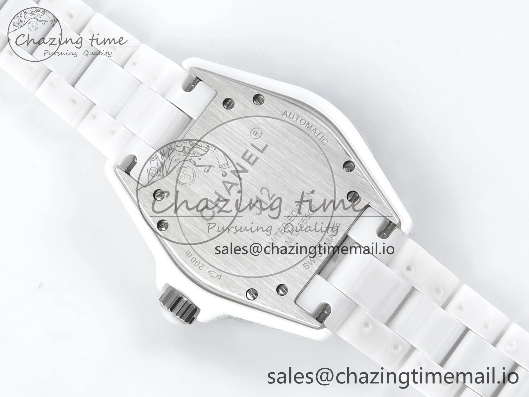 J13 38mm White Ceramic HTF 1:1 Best Edition White Blue Dial on Bracelet A Trendy 6454