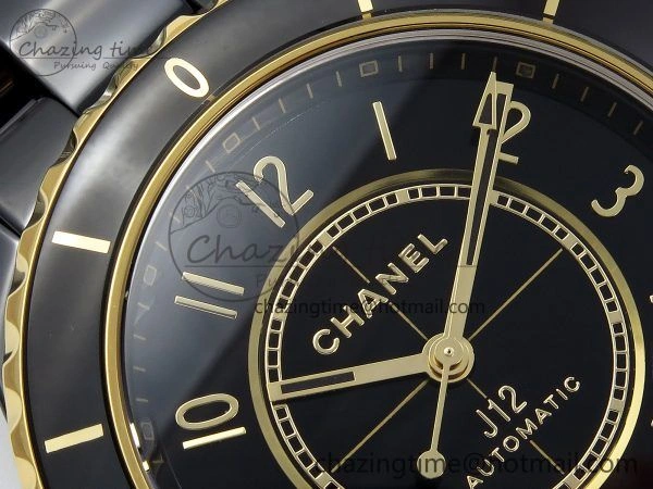 J13 38mm YG Black Ceramic BVF 1:1 Best Edition Black Dial on Bracelet A12. GoodFit 6456