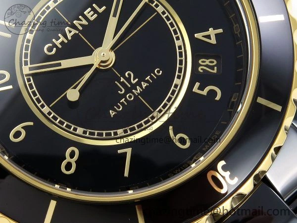 J13 38mm YG Black Ceramic BVF 1:1 Best Edition Black Dial on Bracelet A12. GoodFit 6456