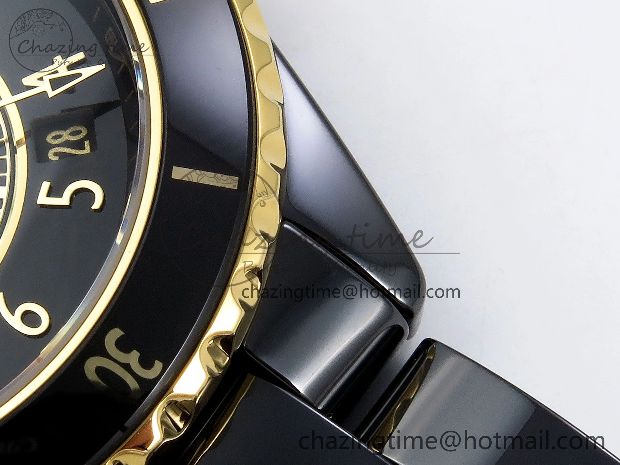 J13 38mm YG Black Ceramic BVF 1:1 Best Edition Black Dial on Bracelet A12. GoodFit 6456