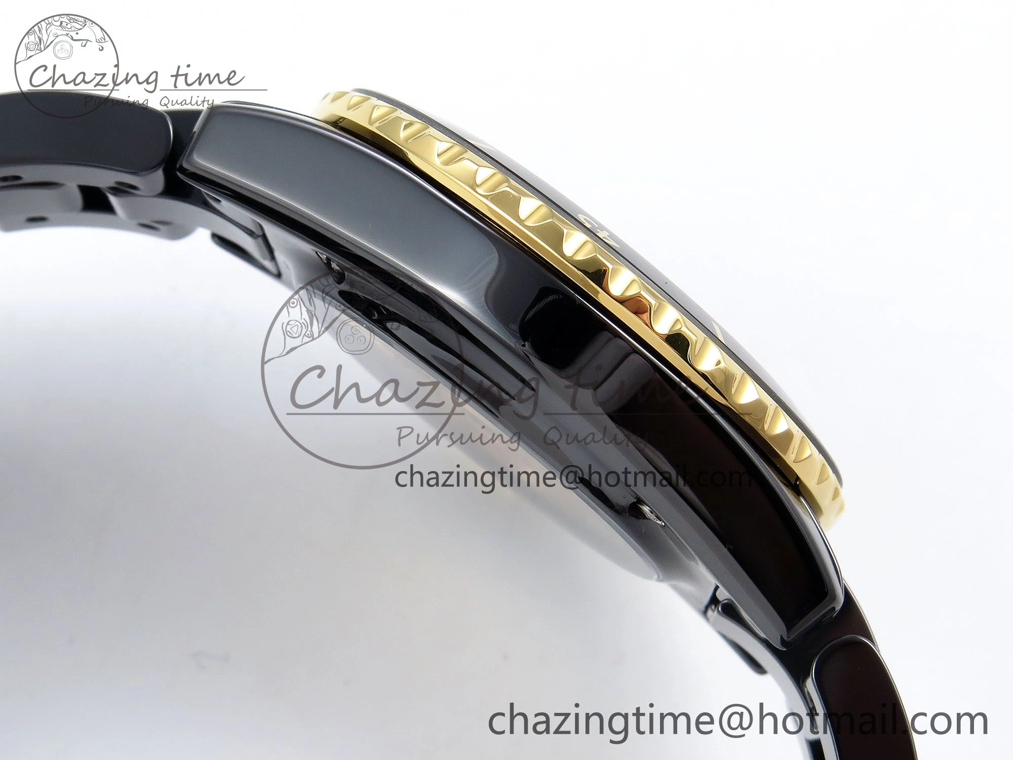 J13 38mm YG Black Ceramic BVF 1:1 Best Edition Black Dial on Bracelet A12. GoodFit 6456