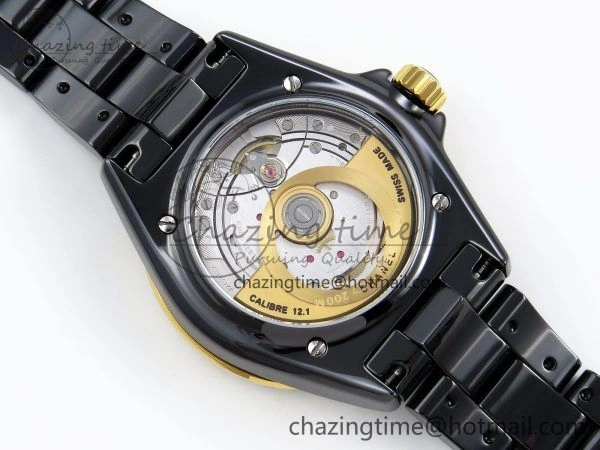J13 38mm YG Black Ceramic BVF 1:1 Best Edition Black Dial on Bracelet A12. GoodFit 6456