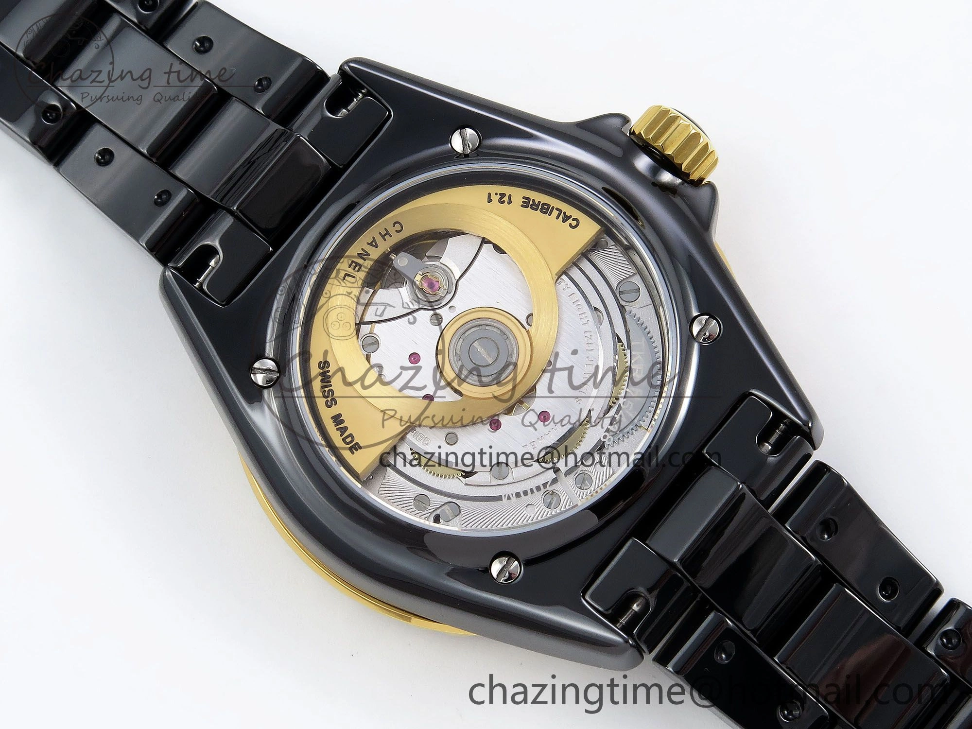 J13 38mm YG Black Ceramic BVF 1:1 Best Edition Black Dial on Bracelet A12. GoodFit 6456