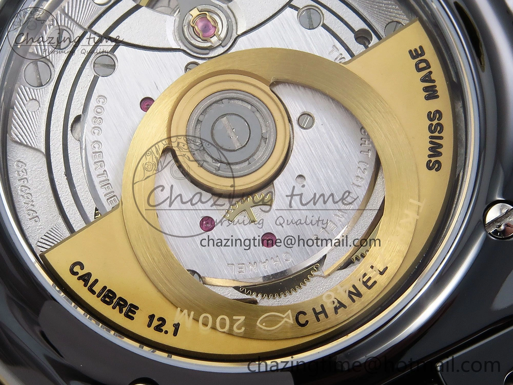 J13 38mm YG Black Ceramic BVF 1:1 Best Edition Black Dial on Bracelet A12. GoodFit 6456