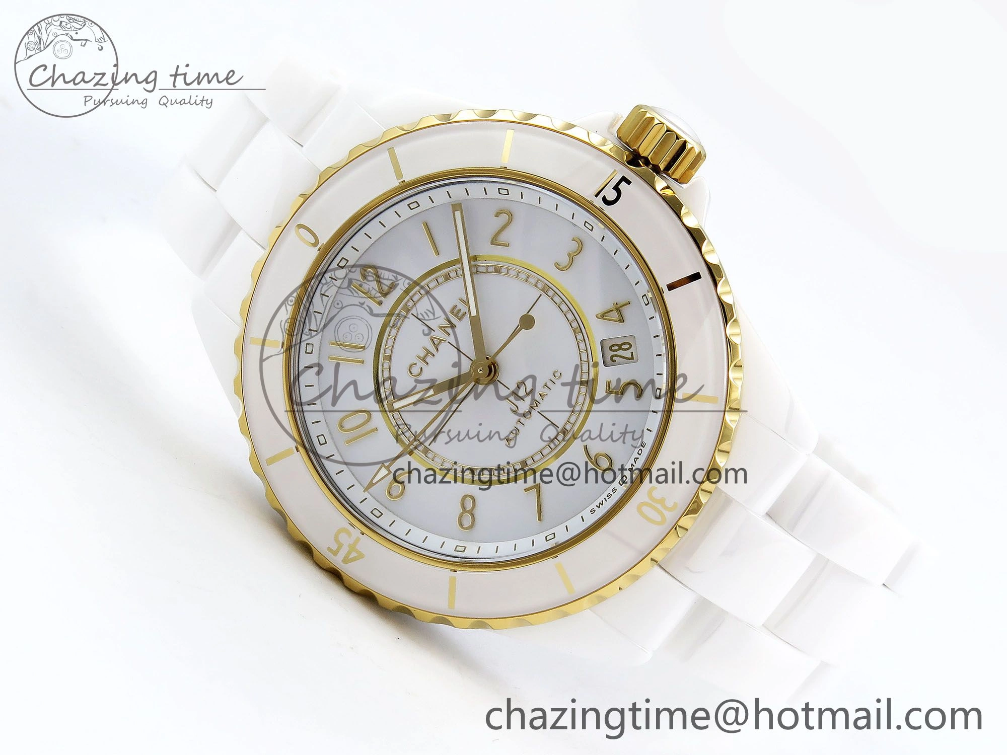 J13 38mm YG White Ceramic BVF 1:1 Best Edition White Dial on Bracelet A12. Neat 6458
