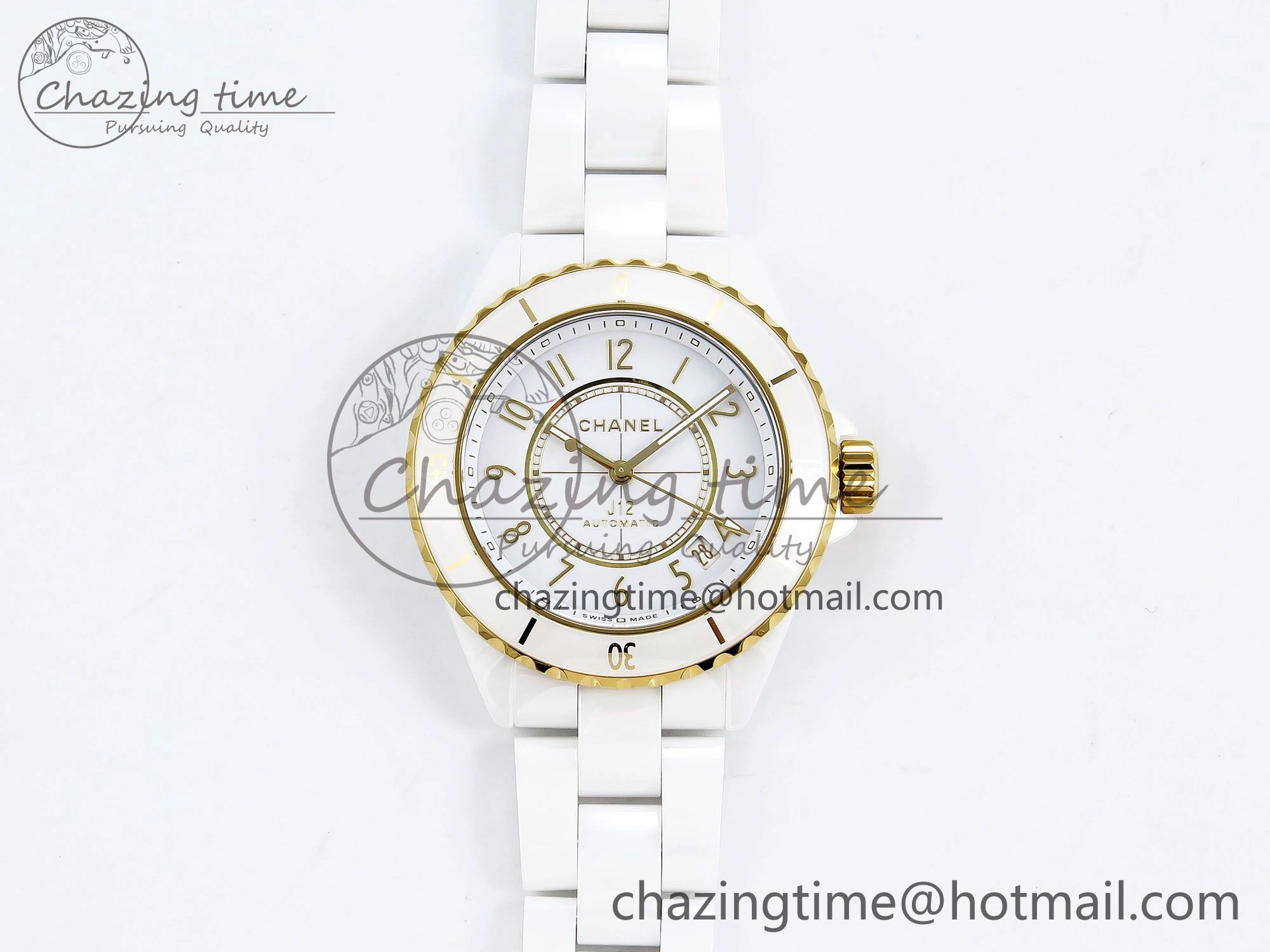 J13 38mm YG White Ceramic BVF 1:1 Best Edition White Dial on Bracelet A12. Neat 6458