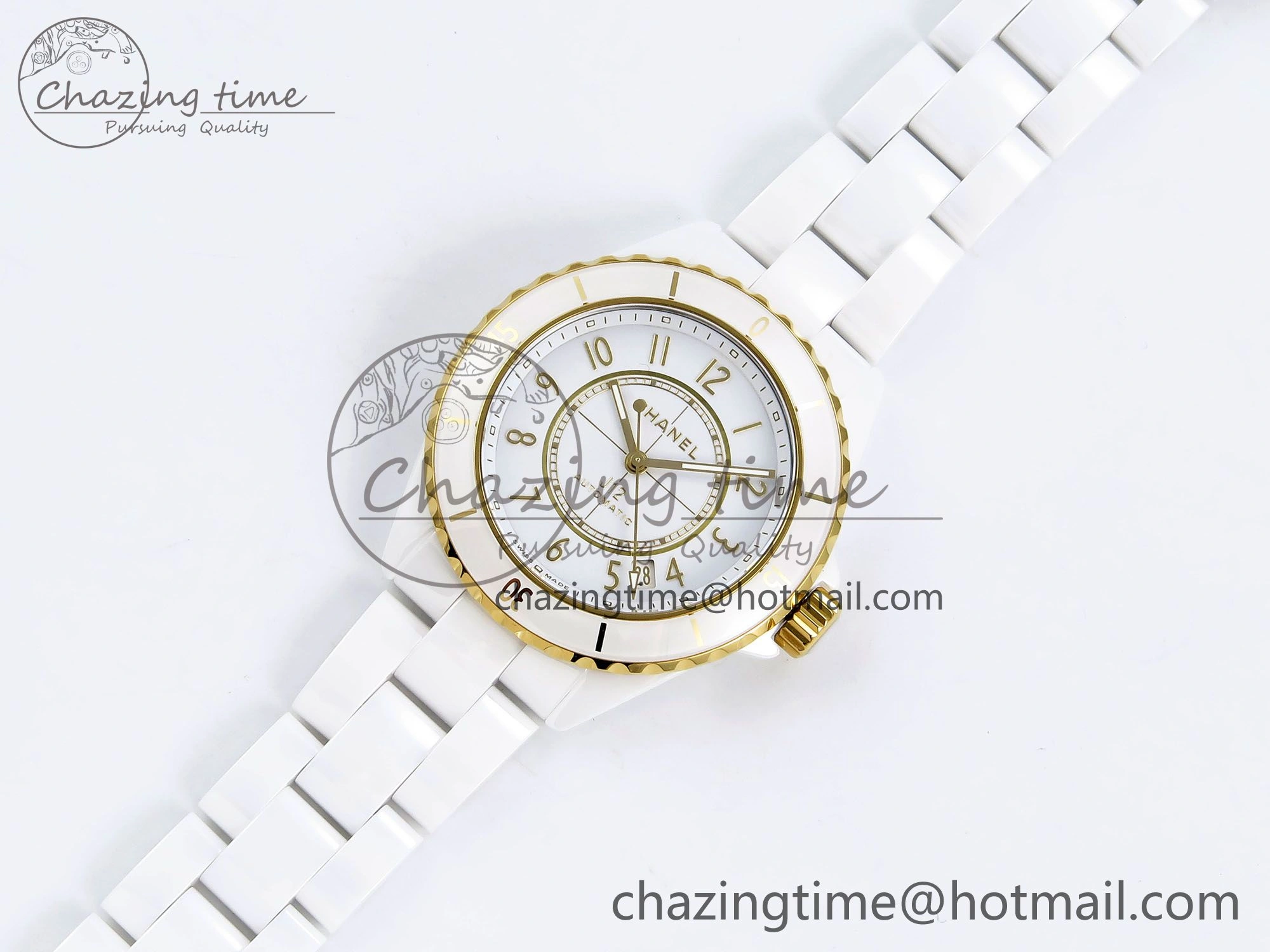 J13 38mm YG White Ceramic BVF 1:1 Best Edition White Dial on Bracelet A12. Neat 6458