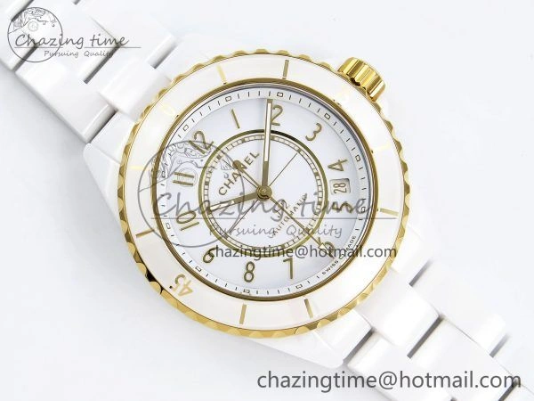 J13 38mm YG White Ceramic BVF 1:1 Best Edition White Dial on Bracelet A12. Neat 6458