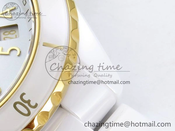 J13 38mm YG White Ceramic BVF 1:1 Best Edition White Dial on Bracelet A12. Neat 6458