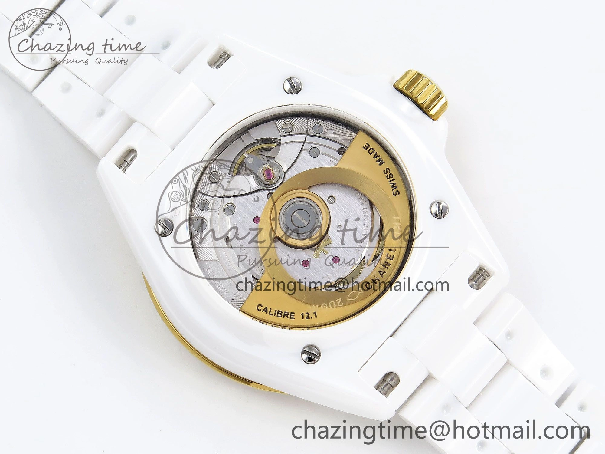 J13 38mm YG White Ceramic BVF 1:1 Best Edition White Dial on Bracelet A12. Neat 6458