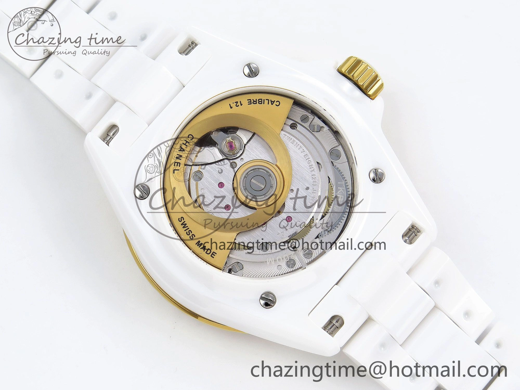 J13 38mm YG White Ceramic BVF 1:1 Best Edition White Dial on Bracelet A12. Neat 6458