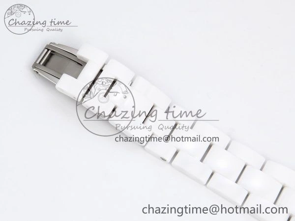 J13 38mm YG White Ceramic BVF 1:1 Best Edition White Dial on Bracelet A12. Neat 6458